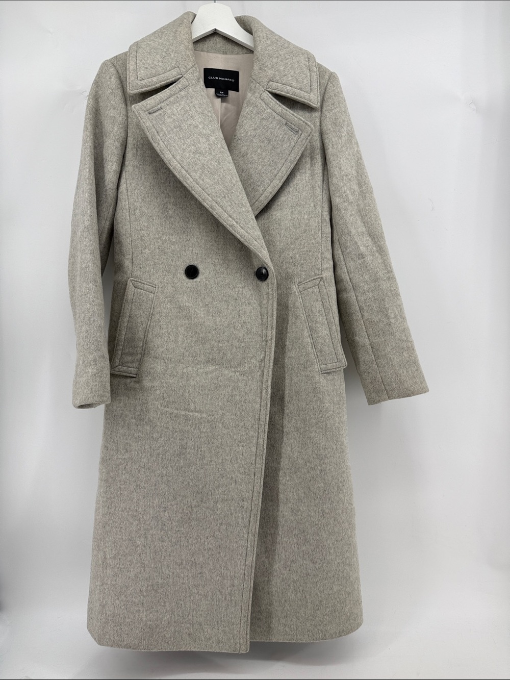 Club Monaco Light Heather Gray Wool-Blend Pea Coat